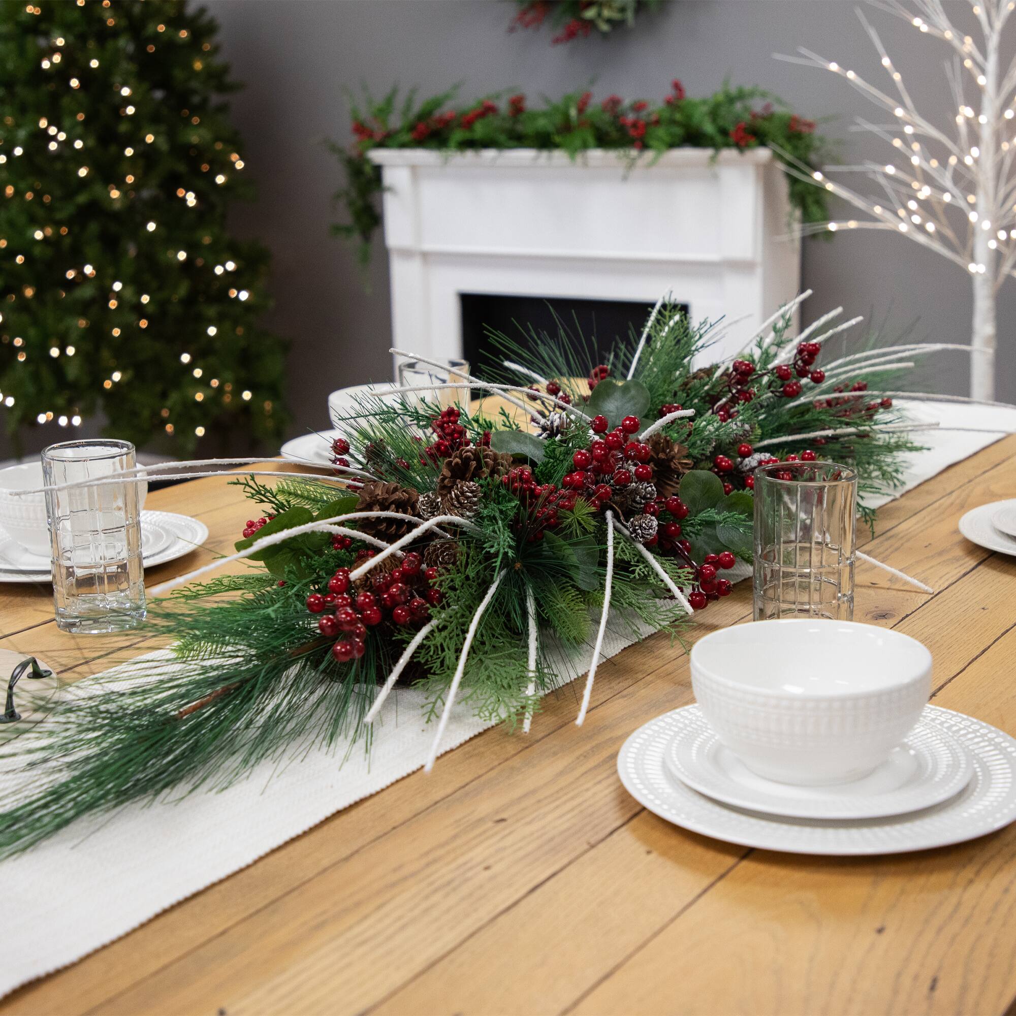 Real Touch™ 5ft. Unlit Berries & Birch Twigs Artificial Pine Christmas Swag